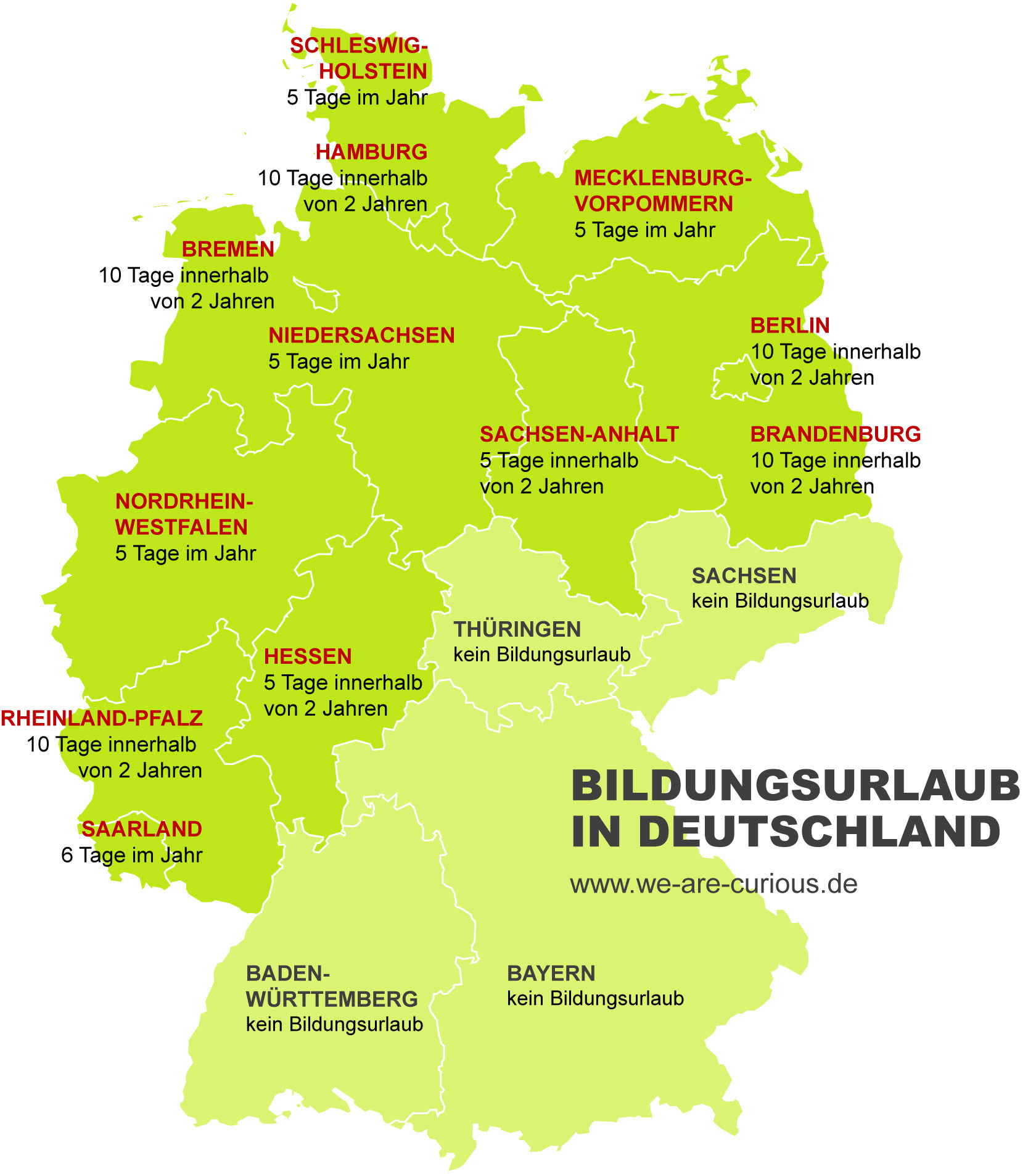 Bildungsurlaub - Regelungen in deutschen Bundesländern
